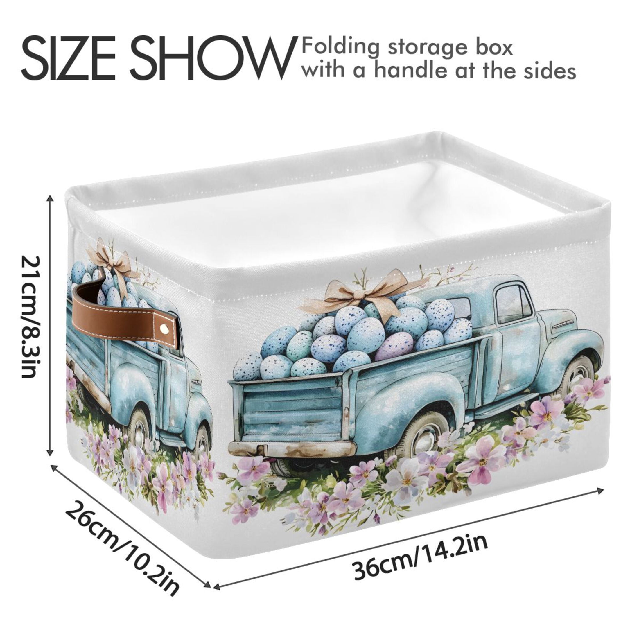 Ryvnso Easter Truck Egg Storage Basket Large Bin Foldable Boxes Toys Organizer 14.2x10.2x8.3in 2 PCs