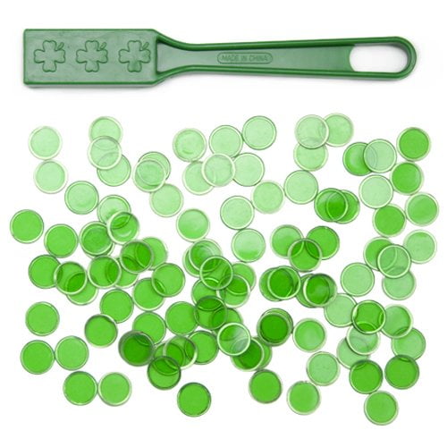100 VERDE magnetico Bingo Chip con bacchetta magica-Verde Bingo Chip e bacchetta 