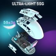ATTACK SHARK X11 59g Wireless Gaming Mouse with RGB Magnetic Charging Dock, PixArt PAW3311 Sensor, Wired/2.4G/Bluetooth, 22K DPI for PC/Mac-White&Tape