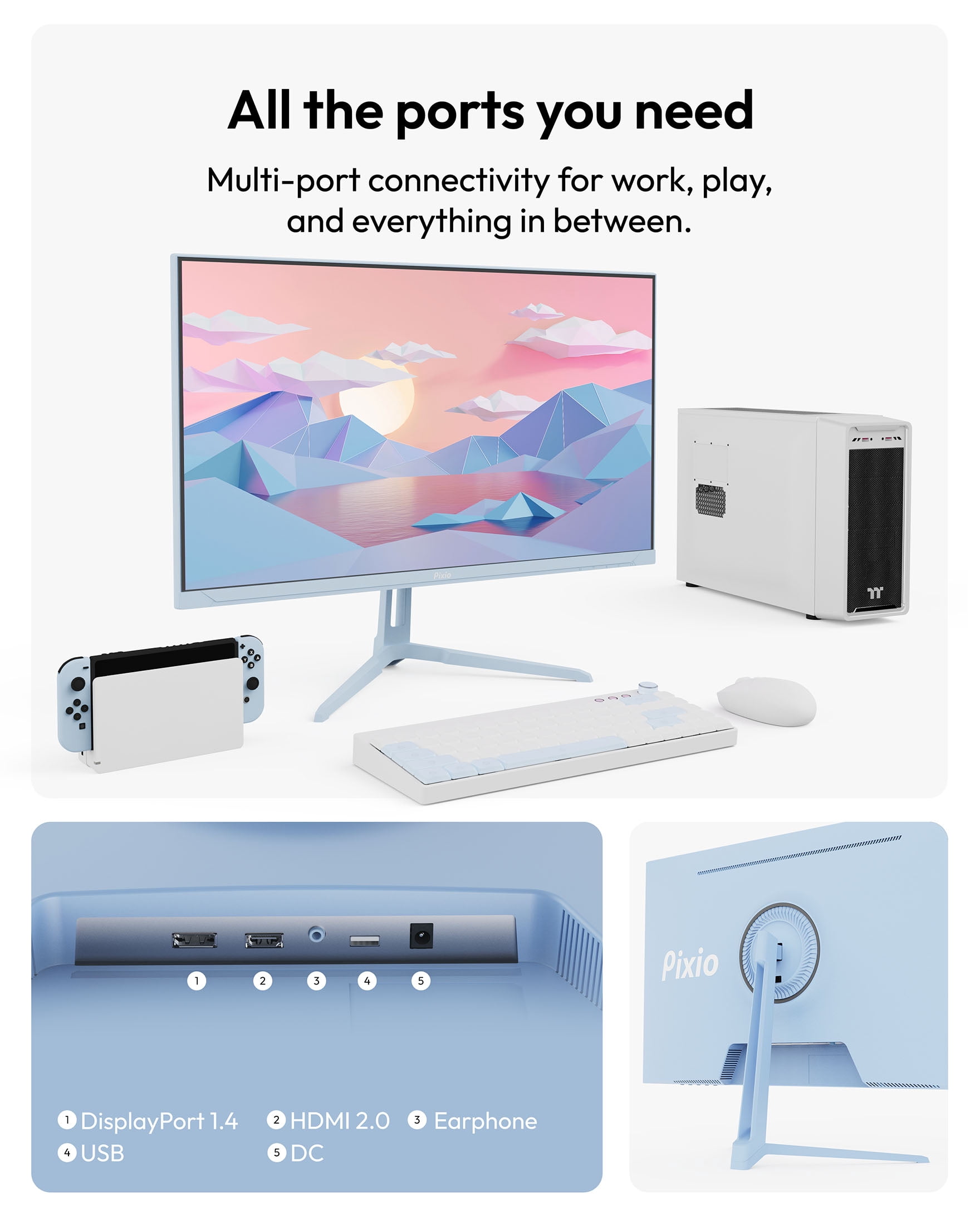 Pixio PX275 Wave Blue 27 inch 100Hz Refresh Rate QHD 1440p