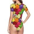 thumbnail image 4 of Haiem Brightly Colored Cupcakes Women's Crew Neck Short Sleeve Bodysuit Tops Stretchy Slim Basic-Medium, 4 of 9