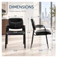 Sentado Reception Seating 2 Pack Stationary Guest Chairs with Padded Armrests, PU Leather ...