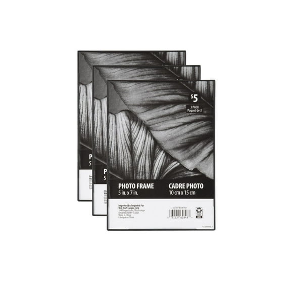 Slimline Black Picture Frame, Set of 3, 5"x7"