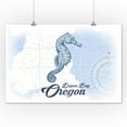 thumbnail image 1 of Depoe Bay, Oregon - Seahorse - Blue - Coastal Icon - Lantern Press Artwork (12x18 Art Print, Wall Decor Travel Poster), 1 of 1