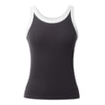 thumbnail image 4 of Women Summer Tops Womens Summer Sleeveless Tank Tops Ribbed High Neck Racerback Slim Fitted Color Block Casual Shirts Crop Thick Top Women Bodysuit College Clothes for Chiffon Business Dark Gray M, 4 of 5