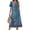 Blue, variant on Boho Style Dress for Women, Round Neck Pleated Midi Sundress, Artistic Vine & Lace Texture Print Dress, Comfortable Loose Fit Casual Fashion Clothing for Women (Pink XXL)