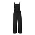 thumbnail image 3 of UPPADA Womens Strap Jumpsuit Solid Square Neck Overalls Wide Leg Bibbed Pants Outfits with Pockets Business Casual Jumpsuit Loose Overall Jumpsuit for Women Black,L, 3 of 6
