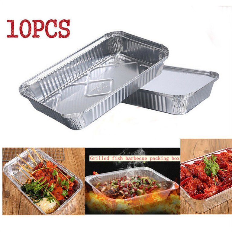 10Pcs Disposable Aluminum Foil Pans Grill Catch Tray Food