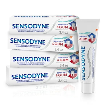 Sensodyne Sensitivity and Gum Toothpaste With Fluoride, Clean and Fresh, 3.4 Oz (Pack of 4)