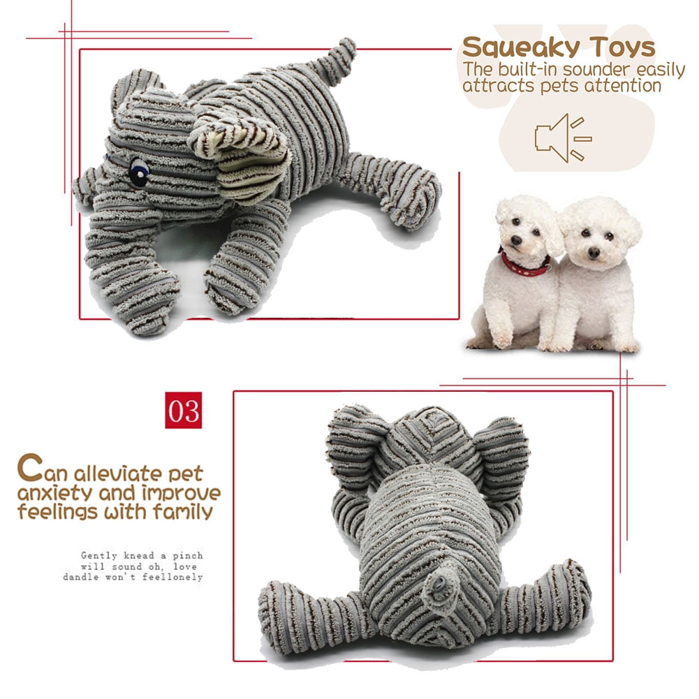 Kepooman Dog Chew Toy for Teething Chewing and Playtime, No Stuffing Plush Animal Dog Squeaky Toy, Single, Elephant Kepooman Dog Chew Toy for Teething Chewing and Playtime, No Stuffing Plush Animal Dog Squeaky Toy, Single, Elephant