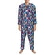 thumbnail image 3 of Balery cool Skull colorful Pijama para Hombre de Dos Piezas con Manga Larga, Conjunto de Dormir y Descanso Suave con Bolsillos-Large, 3 of 7