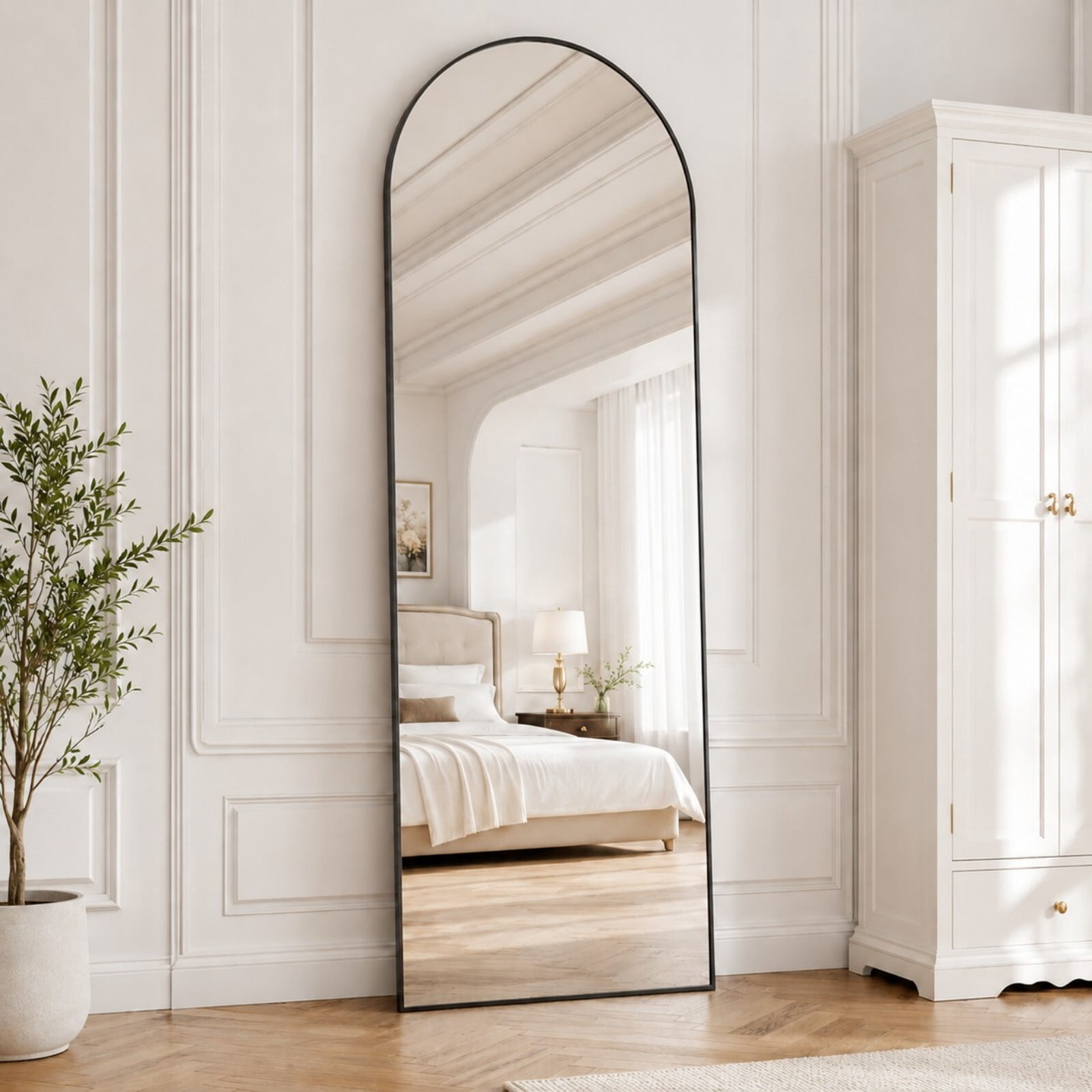 GRAHMCY 64"x 21.2" Arched Full Length Mirror Full Body Floor Mirrors, Black
