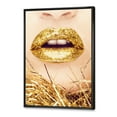 thumbnail image 3 of Designart 'Close-Up Of Golden Female Lips I' Modern Framed Canvas Wall Art Print, 3 of 5