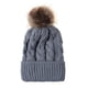 thumbnail image 4 of Gorro de punto trenzado con bola de otoño e invierno, cálido gorro de lana con bola de piel de mapache de imitación para padres e hijos, 4 of 6