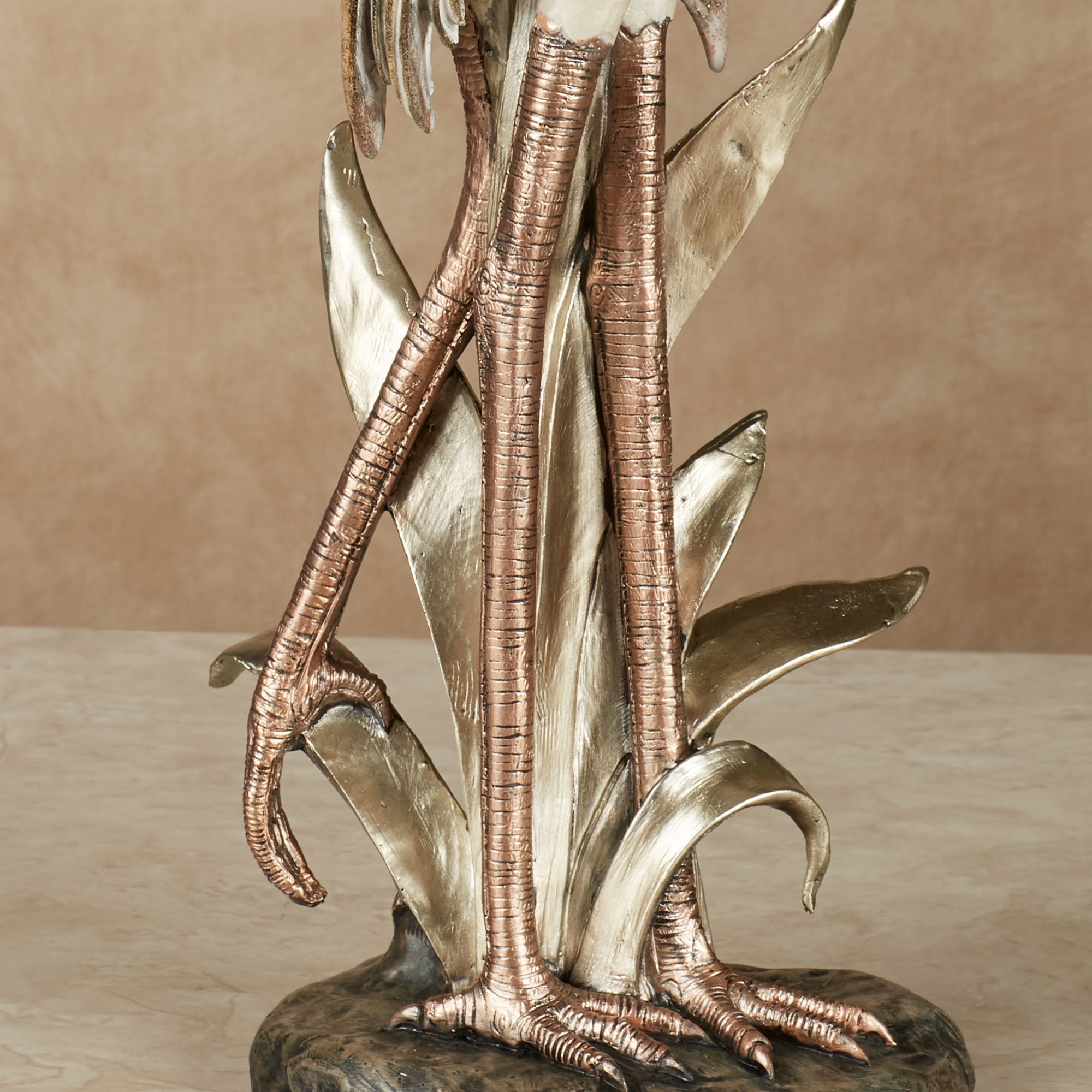 Pretty Pose Double Crane Metallic Table Sculpture Ivory and Gold