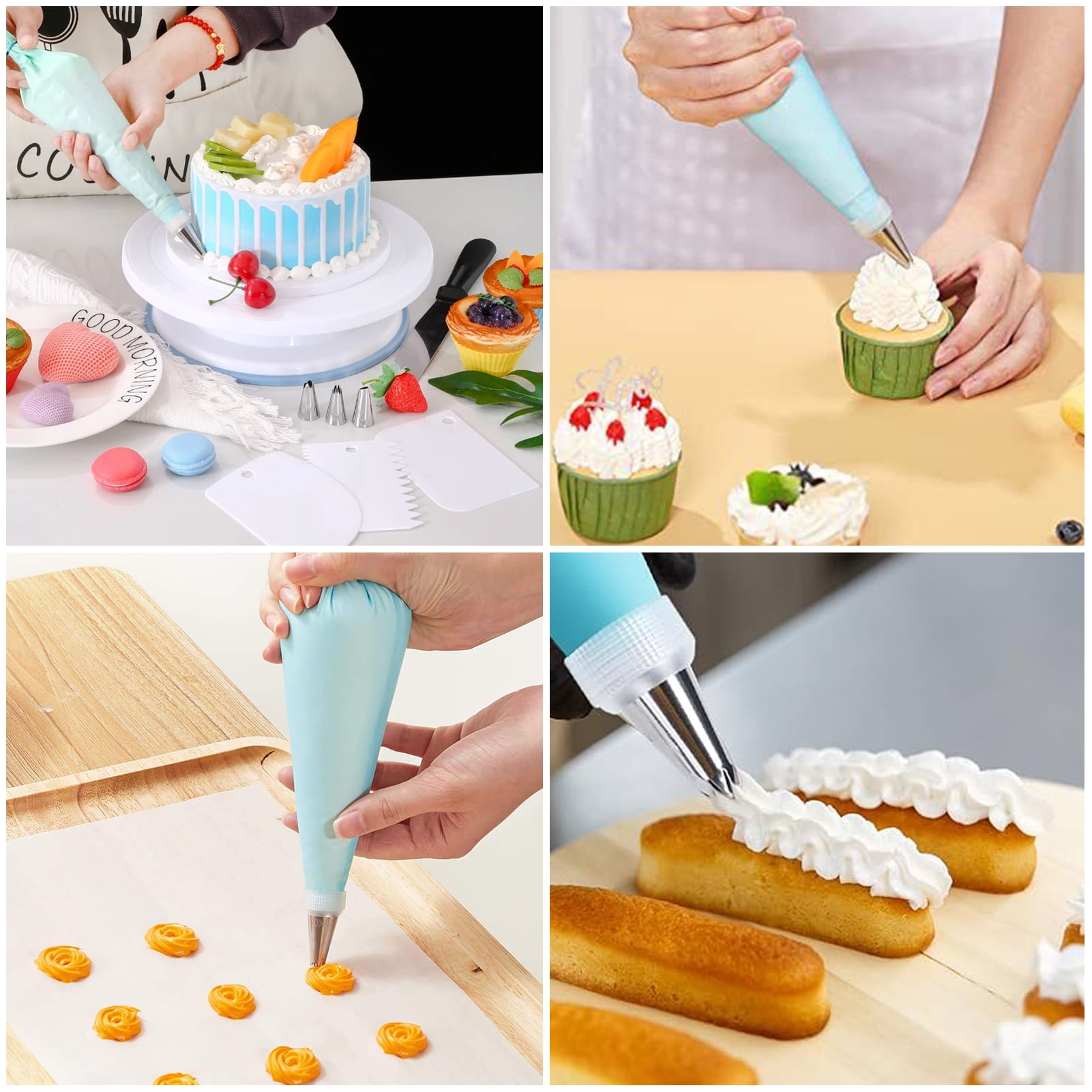 LANNEY Piping Bags and Tips Set 100pcs, 12 Inch Frosting Piping