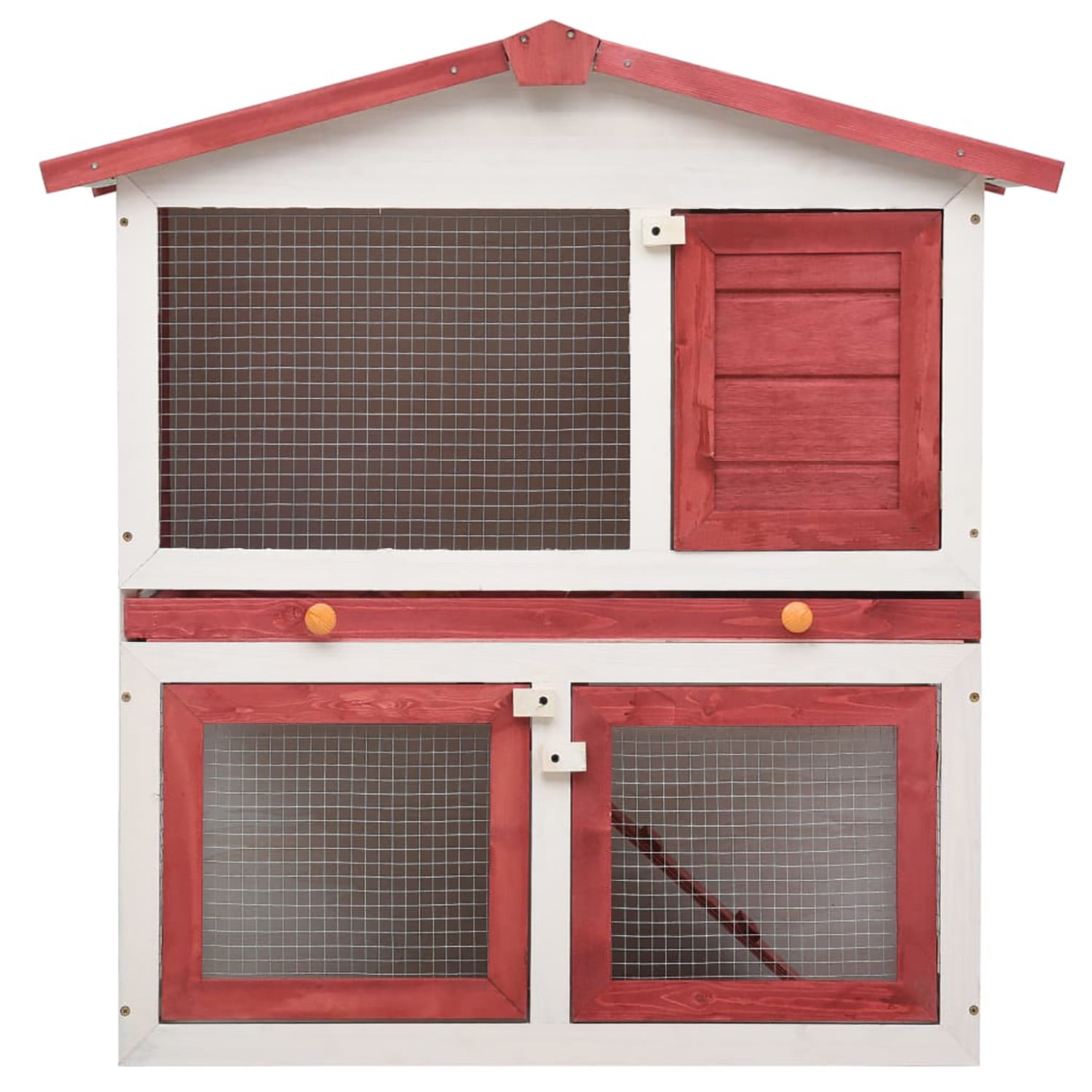 Pefilos 37" Wooden Rabbit Hutch with Run, 2 Story Large Bunny Cage 3 Doors Coop for Indoor or Outdoor, Red Pefilos 37" Wooden Rabbit Hutch with Run, 2 Story Large Bunny Cage 3 Doors Coop for Indoor or Outdoor, Red