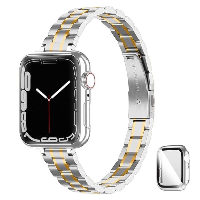 Correa de reloj CSJCUBIC, metal y acero inoxidable, 46 mm, para mujer