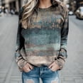 thumbnail image 2 of Womens Work Shirts Long Loose Thermal Crewneck Sweat Print Sleeve Com Petite Tops for Women,Blue,S, 2 of 3