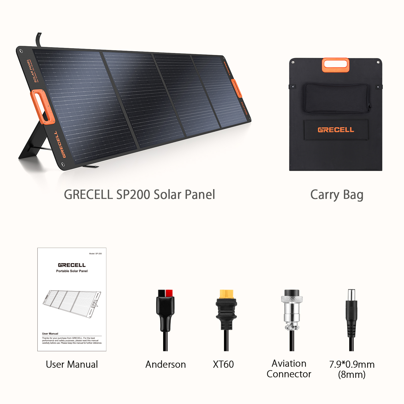 200W Portable Solar Panel for Power Station Foldable Solar Charger IP65 Waterproof Solar Panel Kit for Outdoor RV Camping Blackout
