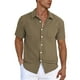 thumbnail image 2 of Blusa y camisa de manga corta con cuello vuelto y botones para hombre, estilo cárdigan vertical de manga corta con cuello vuelto y bolsillo, blusa de poliéster para hombre, 2 of 5
