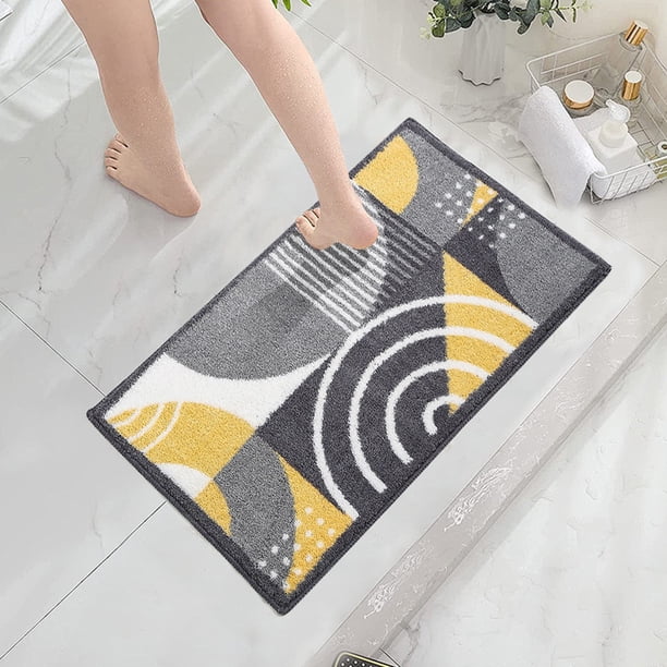 Esterilla de baño de microfibra - alfombra absorbente antideslizante de 60x40cm para baño y dormitorio, lavable a máquina, patrón geométrico