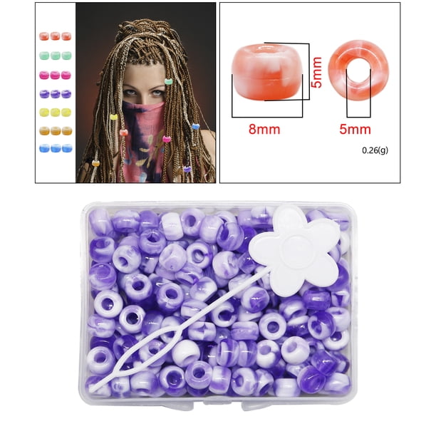 210 Piezas 5mm Beads Puños Anillos de para el cabello Tubo Herramienta para r el cabello Accesorio para el cabello Decoración - Púrpura Salvador Cuentas de rastas