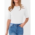 thumbnail image 3 of ANRABESS Womens Half Sleeve Tops Crewneck Shirts Basic Fit Tee Trendy 2026 Spring Summer Business Casual T-Shirts White L, 3 of 7