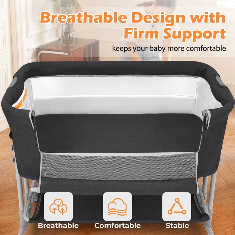 Babyeap Bedside Bassinet 3-in-1, Dark Gray photo 6