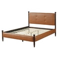 thumbnail image 4 of Christopher Knight Home Queen Upholstered Bed Frame with Tufted Headboard, PU Leather, Brown, 4 of 10