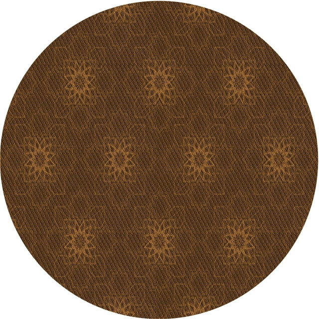 Ahgly Company Machine Washable Indoor Round Transitional Mahogany Brown Area Rugs, 5' Round