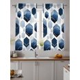 thumbnail image 2 of Navy Blue Geometric Tier Curtains 45 Inch Length, Sheer Curtains for Bedroom Living Room Window, Gold White Hexagon Modern Rod Pocket Voile Drapes Kitchen Curtains for Small Window 27.5"x45" 2 Panels, 2 of 7