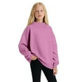 thumbnail image 3 of Blekii Kids High Round Neck Fleece Sweatshirt, Kids High Round Neck Fleece Sweatshirt, Lined Long Sleeve Top for Boys Girls, Warm Casual Wear for Fall Winter Lined Long Sleeve Top Fall Wear, Winter, 3 of 5