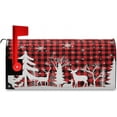 thumbnail image 4 of Christmas Tree Deer Buffalo Plaid Mailbox Cover Magnetic Mailboxes Wraps Letter Post Box Cover Decorative Large Oversize 21x25 in Garden Yard Decor, 4 of 6