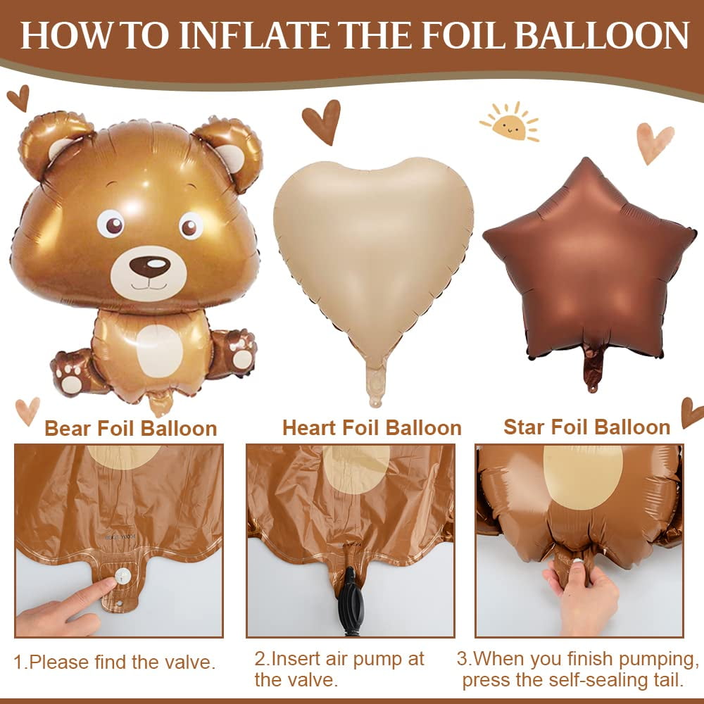 YANSION 2nd Birthday Decorations, Boho Birthday Decoration, Bear Theme Party Decoration with Giant Bear Foil Balloon,  Number 2 Balloon, Beige Coffee Balloon for Boys Girls Baby 2 Year Old Birthday