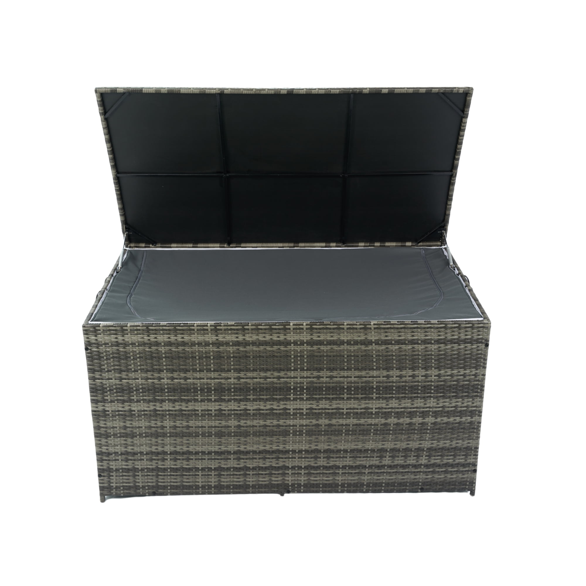 Aimee Lii Outdoor Storage Box, 200 Gallon Wicker Patio Deck Boxes with Lid, Outdoor Toy Storage for Kids, Gray