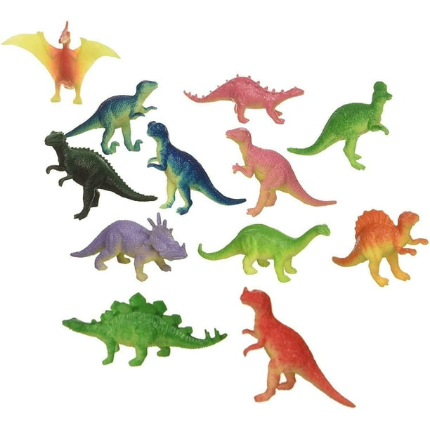 Kicko Plastic Mini Dinosaurs 1.75 4.5 Inches - Pack of 10 - Assorted ...