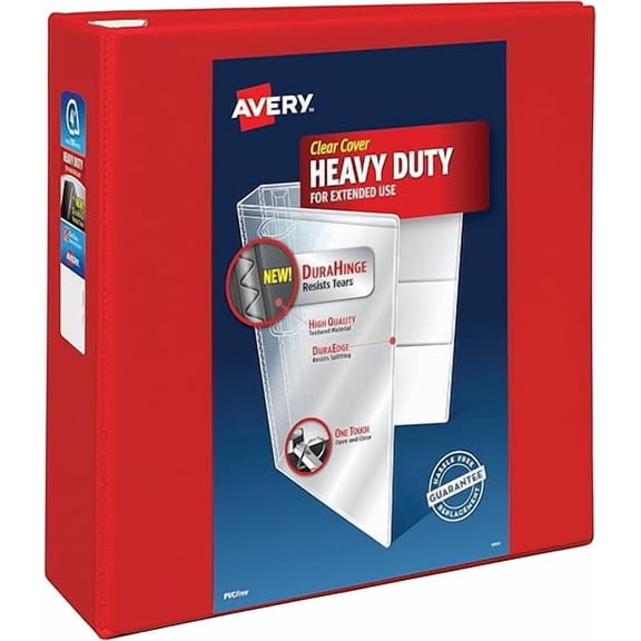 Heavy-Duty View 3 Ring Binder, 5 Inch EZD Rings, Great for Portfolios, Office, School Notebooks, and More, 1 Red Binder (79327)