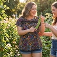 thumbnail image 7 of Agnes Orinda Women's Plus Size Floral Top Front Lace Hollow Crew Neck Short Sleeve Blouse Summer Casual Shirt 2X Black, 7 of 7