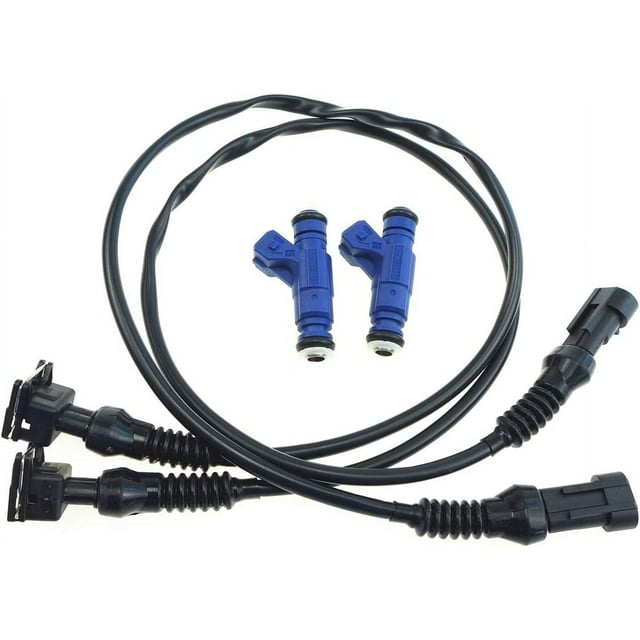 GHSDFBB 2 Pcs Injecteur de Carburant avec Harnais à Queue de Cochon, pour Polaris Ranger RZR Sportsman 700 800, Injecteurs en Métal et Plastique Composite Vitesse au Ralenti Plus Fluide Réponse de l'Accélérateur, Remplacer 1202863 1253558-2