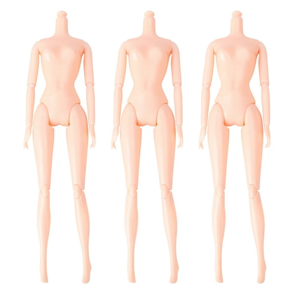 3pcs 12 Moveable Joints Toys Doll Body Without Head Female Figure Naked Body Dolls Toy (A)
