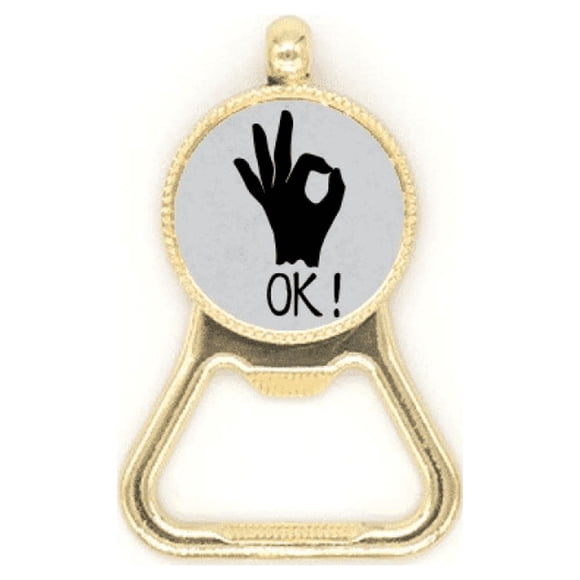 OK Outline Ouvre-Bouteille de Bière Personnalisé Geste Porte-Clés en Acier Inoxydable
