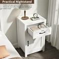 thumbnail image 5 of Farmhouse End Table, 30” Tall Rustic Nightstand with Drawer and Storage Cabinet, Wood Sofa Side Bedside Table with Adjustable Shelf for Living Room, Bedroom, White, 5 of 14