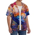 thumbnail image 4 of Gaeub Rooster Oil Painting Men's Lapel Short Sleeve Shirt, Relaxed Fit Shirt, Soft and Breathable for Outdoors Party Travel - Large, 4 of 7