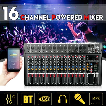 Professional Audio Mixing Console Audio Mixer Amplifier Amp Studio Mixer Board 4000 Watts 48V Phantom Power 16 Channels Mixing Amplifier (Best 16 Channel Mixer 2019)