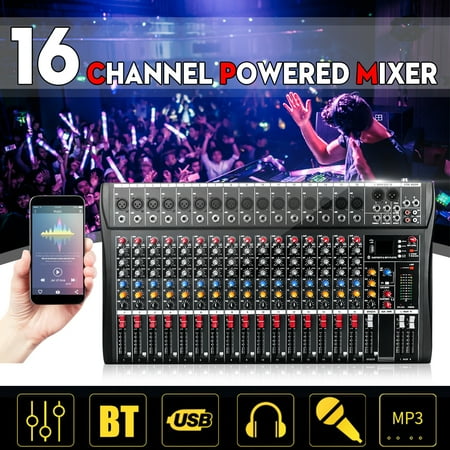 8 Channel Rackmount Mixer - Professional Audio Mixing Console Audio Mixer Amplifier Amp Studio Mixer Board 4000 Watts 48V Phantom Power 16 Channels Mixing Amplifier Amp