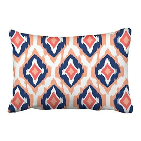 Navy And Coral Decor WinHome Decorative Decorative Modern peach navy coral Ikat Tribal Pattern Throw Pillow Covers Size 20x30 inches Two Side ()