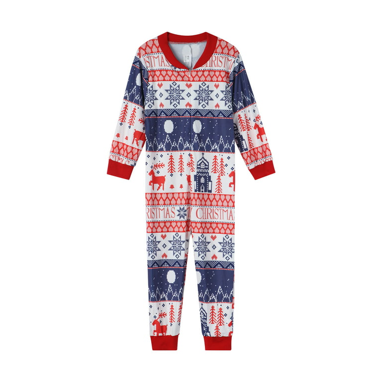 Christmas Pajamas for Family Matching Xmas Pajamas Set Fleece One Piece  Zipper Hooded Jumpsuit Sleepwear Holiday Pjs 