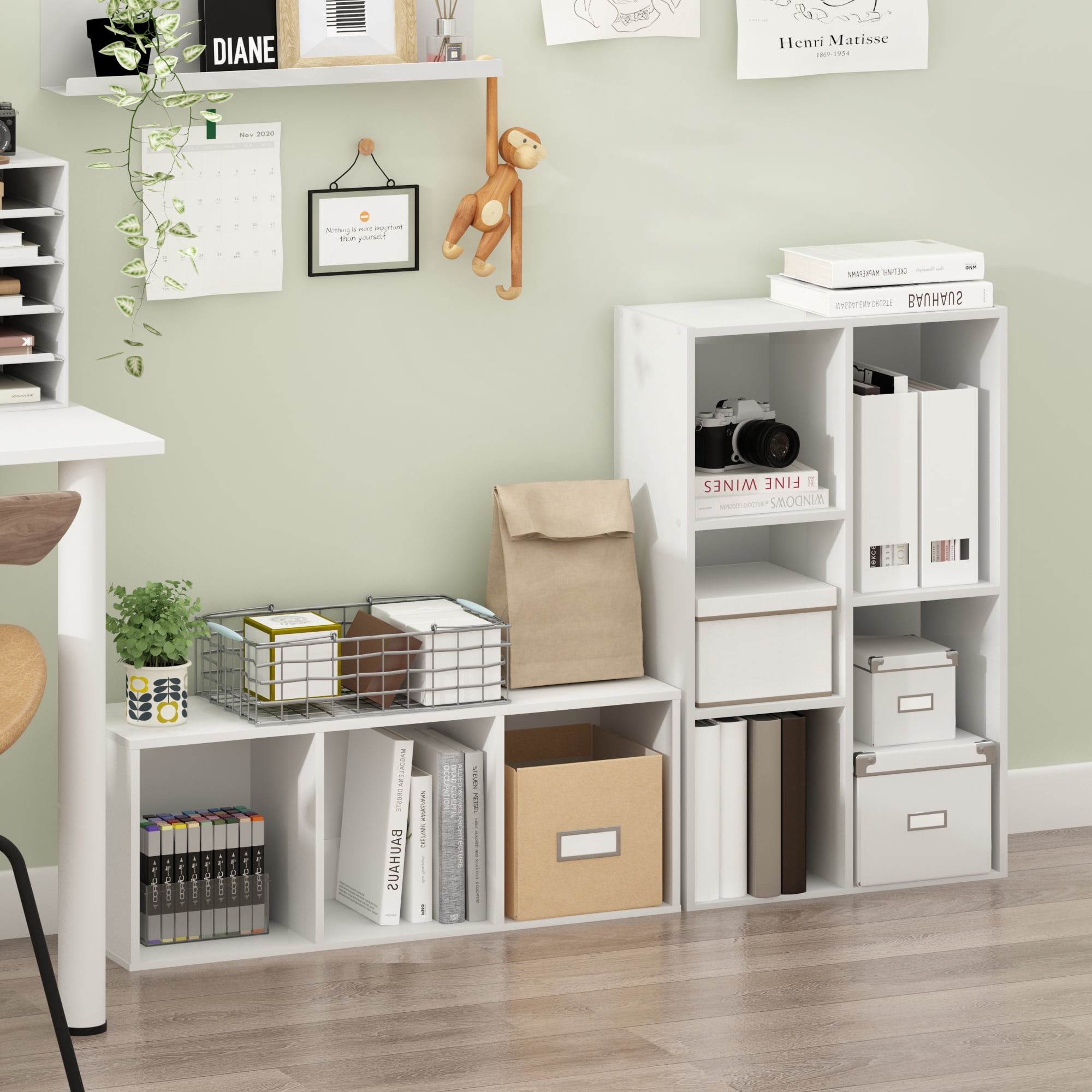 Furinno LUDER Book Shelf, 5-Cube Bookshelf, Tool Free Assembly Bookcase with Open Shelves, 9.4 x 19.7 x 31.5, Floor Standing, for Living Room, Bedroom, Home Office, Plain White