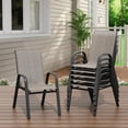 thumbnail image 2 of Gaderth Patio Chairs Set of 6, Outdoor Stackable Dining Chairs With Textilene Fabric, High Back All Weather Deck Chairs With Steel Frame and Armrests for Backyard Poolside Garden Balcony, 2 of 8